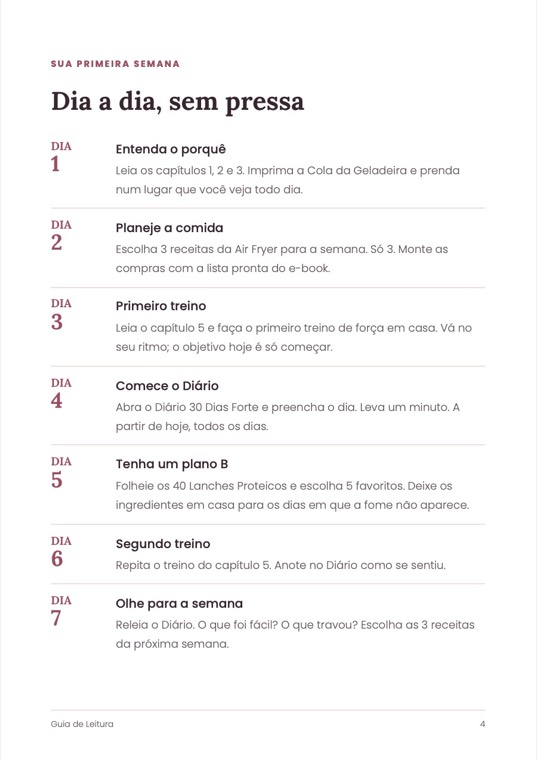 Página do Guia de Leitura com o plano da primeira semana