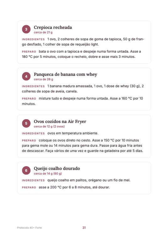 Página de receitas proteicas na Air Fryer